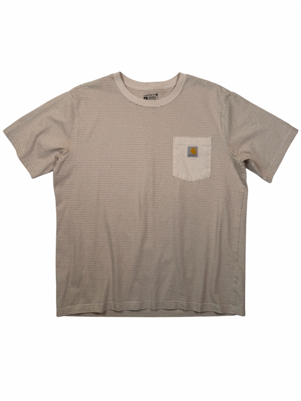 Carhartt Men's Cream Thin-Stripe Pocket Tee